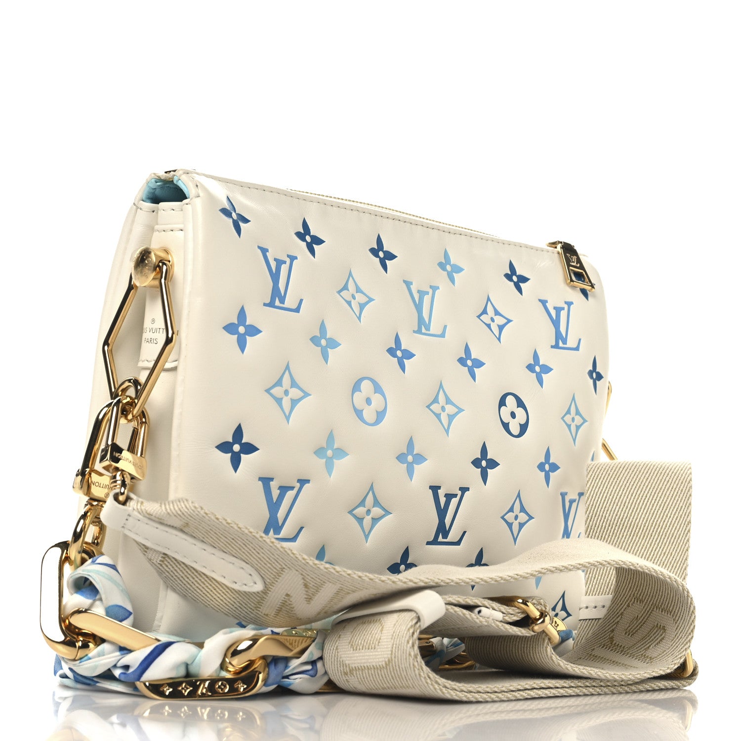 Louis Vuitton Lambskin Embossed Monogram Tricolor By The Pool Coussin PM White Blue 2 of 10