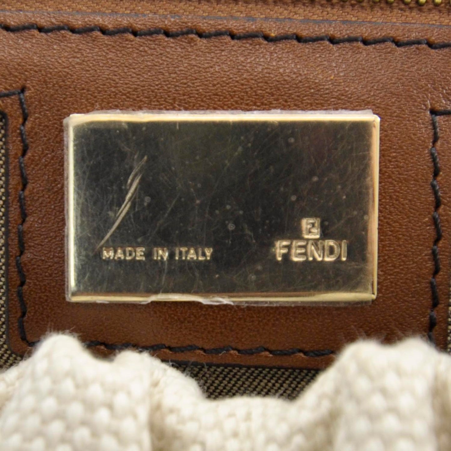 Canvas Calfskin Medium Magic Bag White Brown