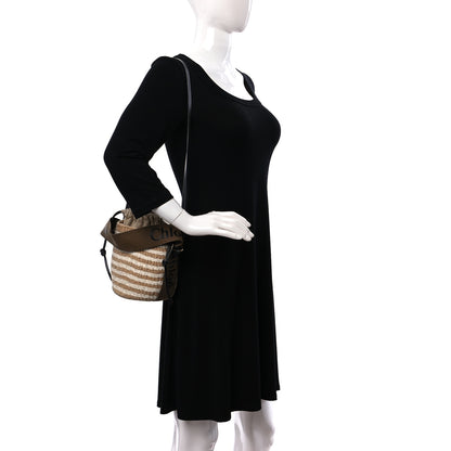 Chloe Raffia Calfskin Small Woody Striped Basket Bag Grove Brown 2 of 8