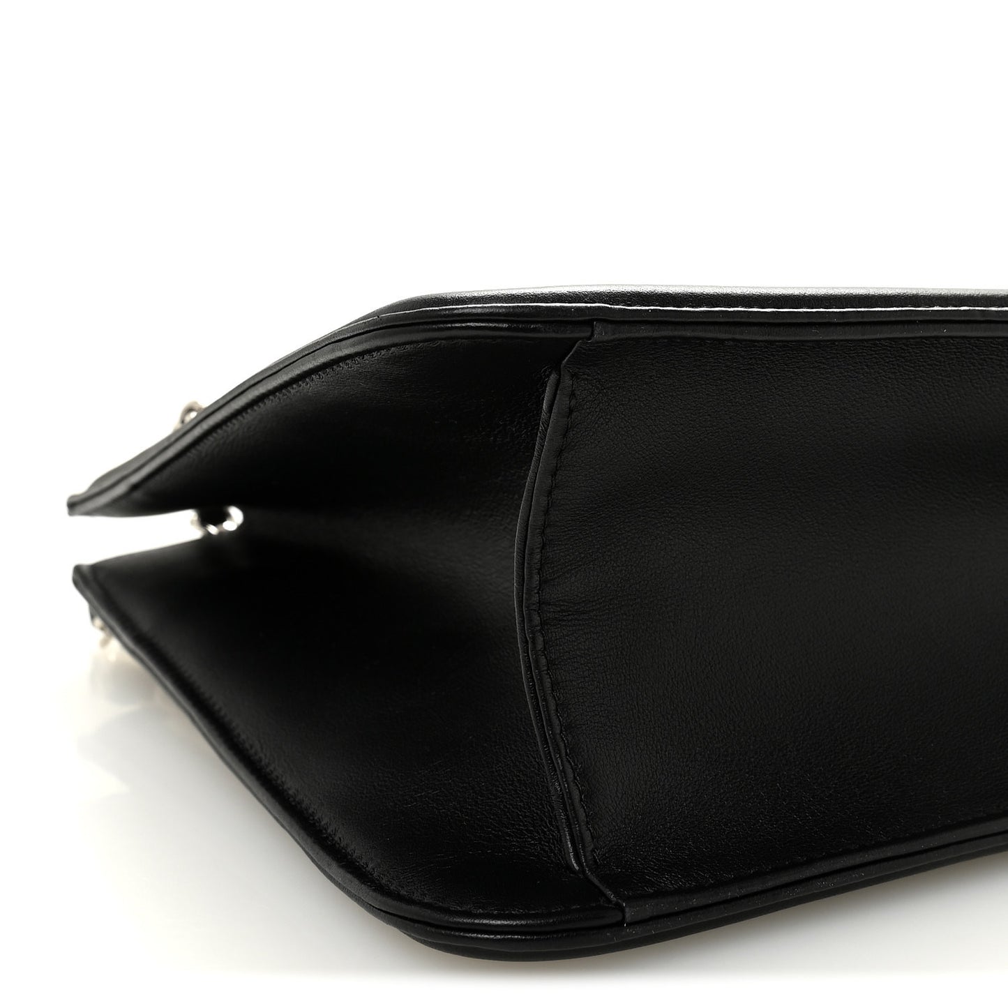 Lambskin Calfskin Small Chocolate Bar Tote White Black