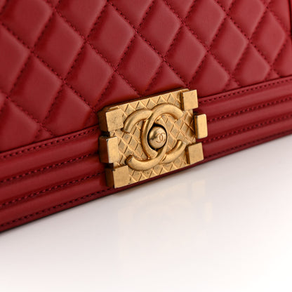 Chanel Calfskin Medium Boy Logo Top Handle Flap Red 12 of 15