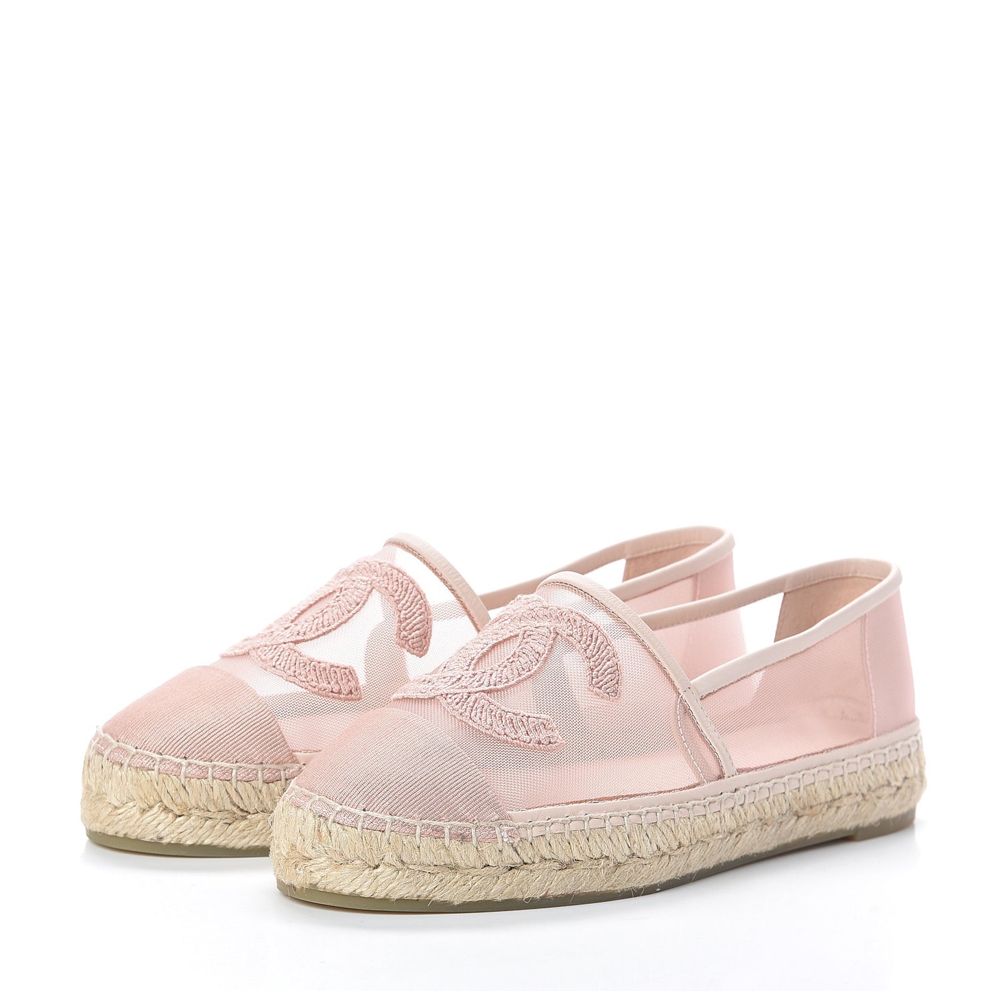 Mesh Grosgrain CC Espadrilles 35 Pink
