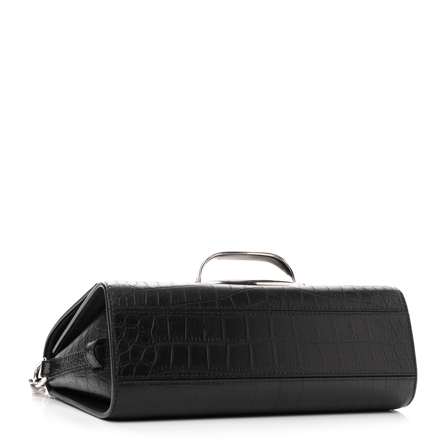 Alexander McQueen Calfskin Crocodile Embossed The Story Shoulder Bag Black 4 of 9
