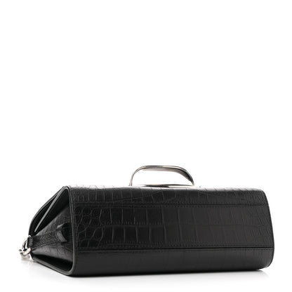 Alexander McQueen Calfskin Crocodile Embossed The Story Shoulder Bag Black 4 of 9