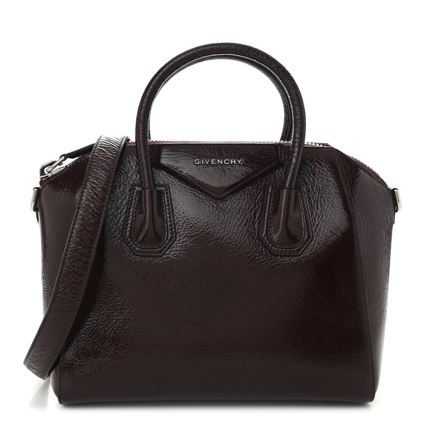 Givenchy Crinkled Patent Calfskin Small Antigona Aubergine 1 of 10