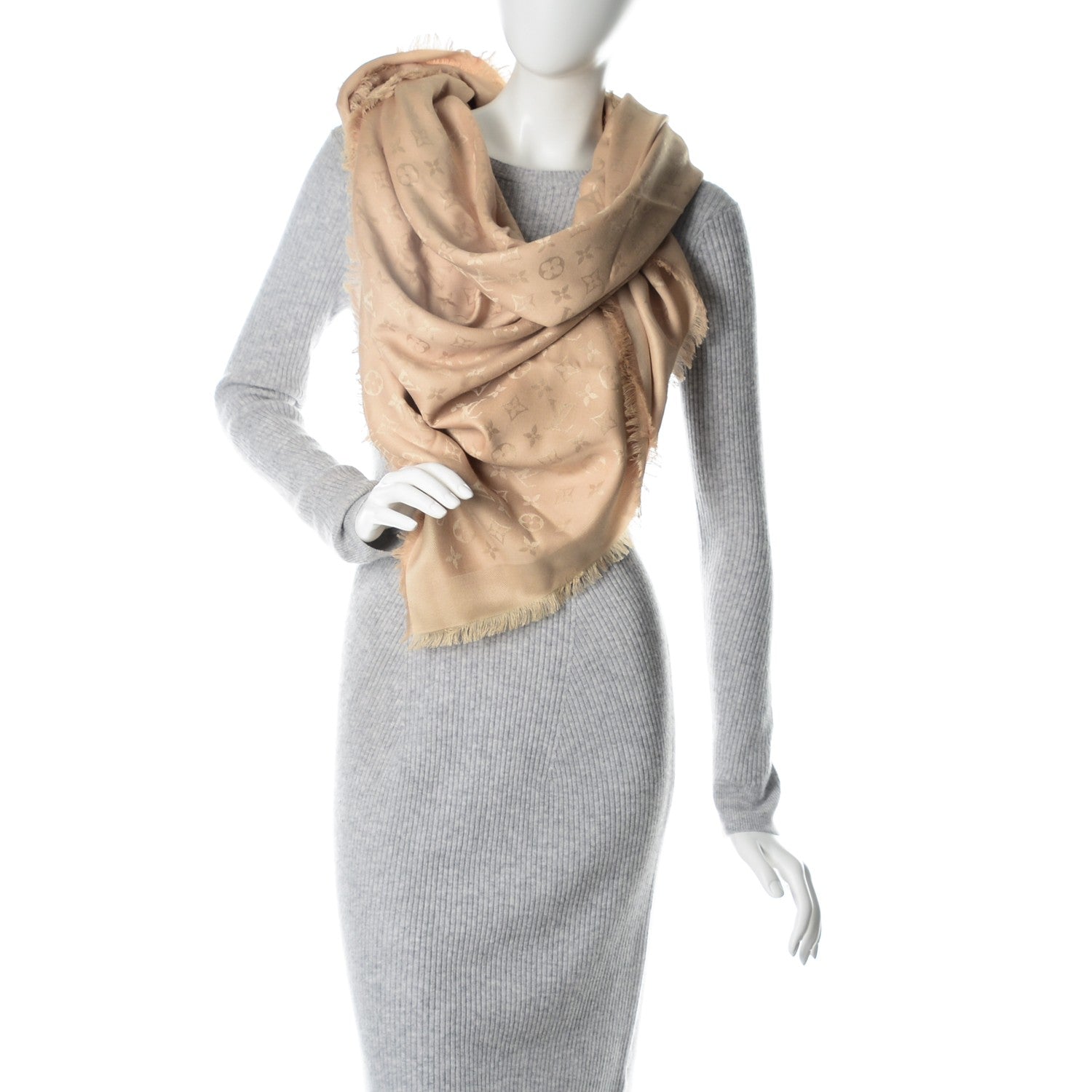 Louis Vuitton Silk Wool Monogram Shawl Dune 2 of 6