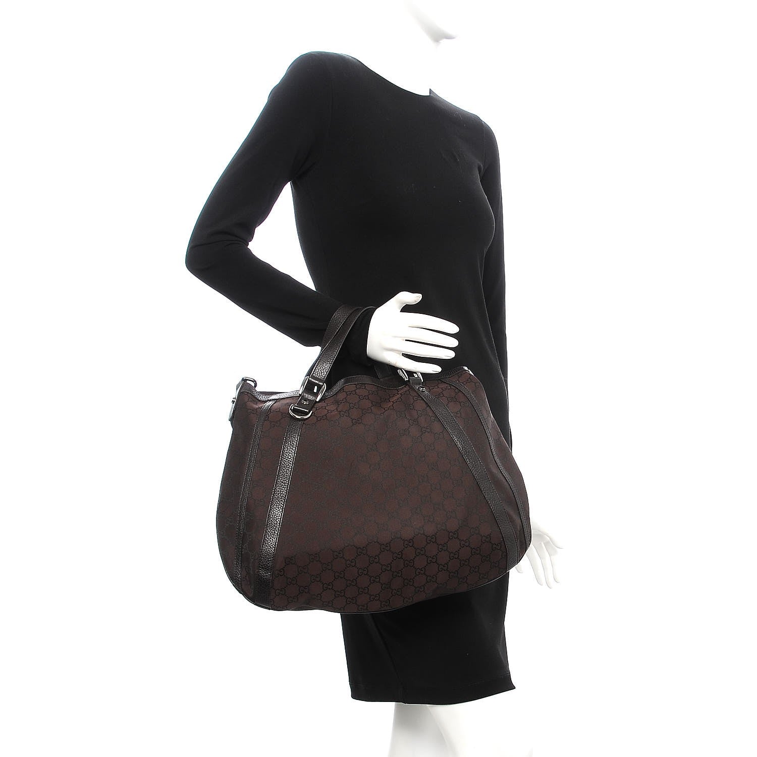 Gucci Monogram Medium Abbey Convertible Tote Dark Brown 3 of 10
