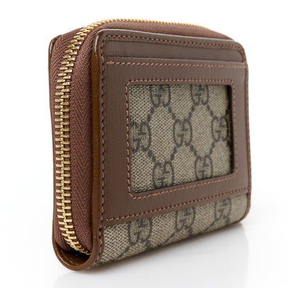 Gucci GG Supreme Monogram Azalea Calfskin Retro Interlocking G Compact Wallet Beige Ebony Brown Sugar 3 of 9