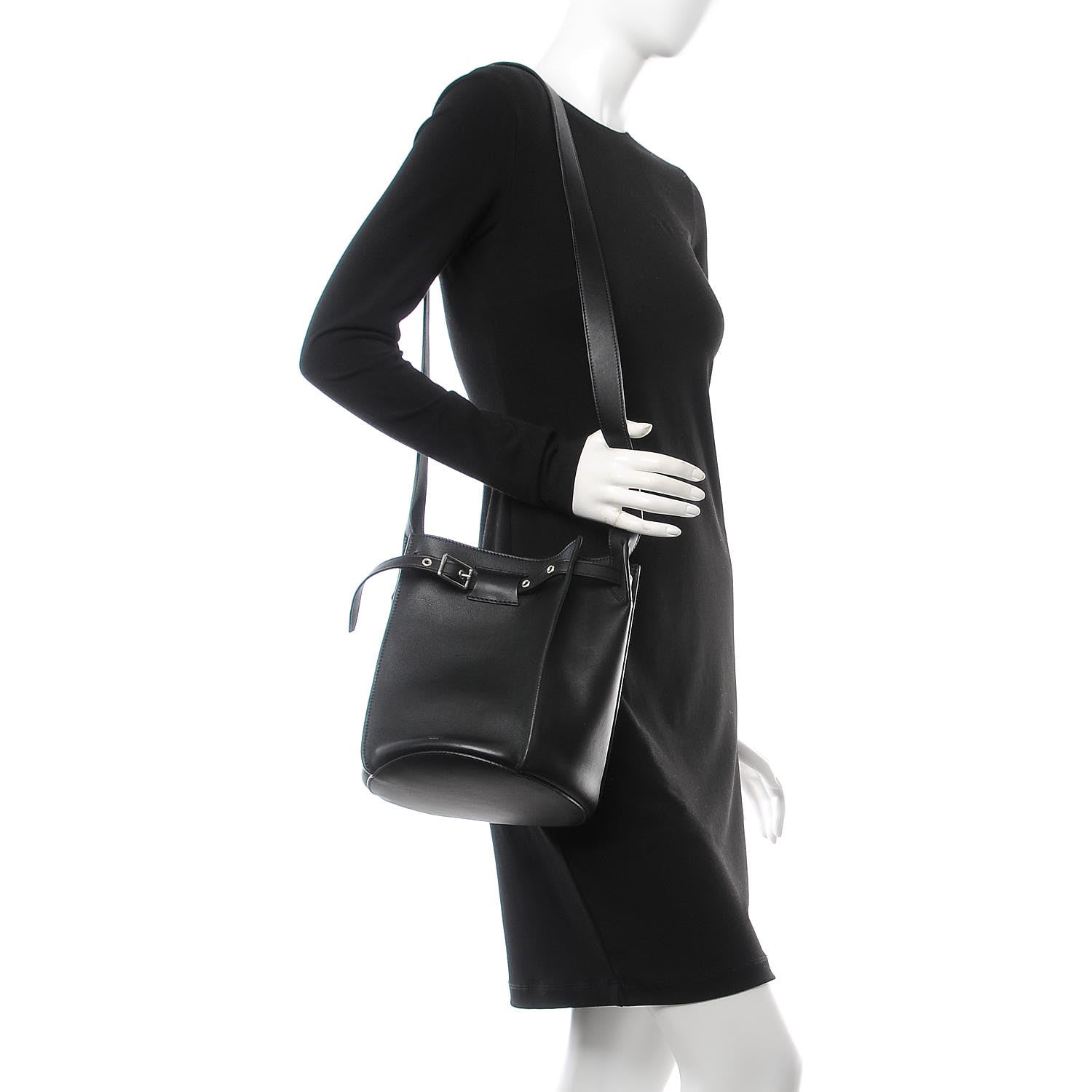 Celine Smooth Calfskin Long Strap Big Bucket Bag Black 2 of 5