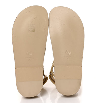 Chanel Crumpled Shiny Lambskin Velcro Dad Sandals 40 Beige 5 of 9