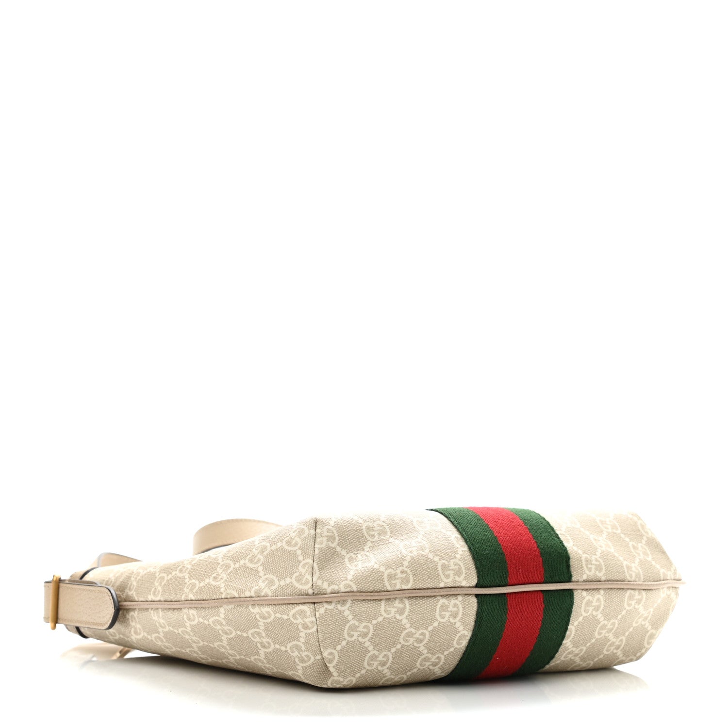 Gucci GG Supreme Monogram Textured Dollar Calfskin Web Small Ophidia Half Moon Hobo Beige Mystic White Oatmeal 4 of 10