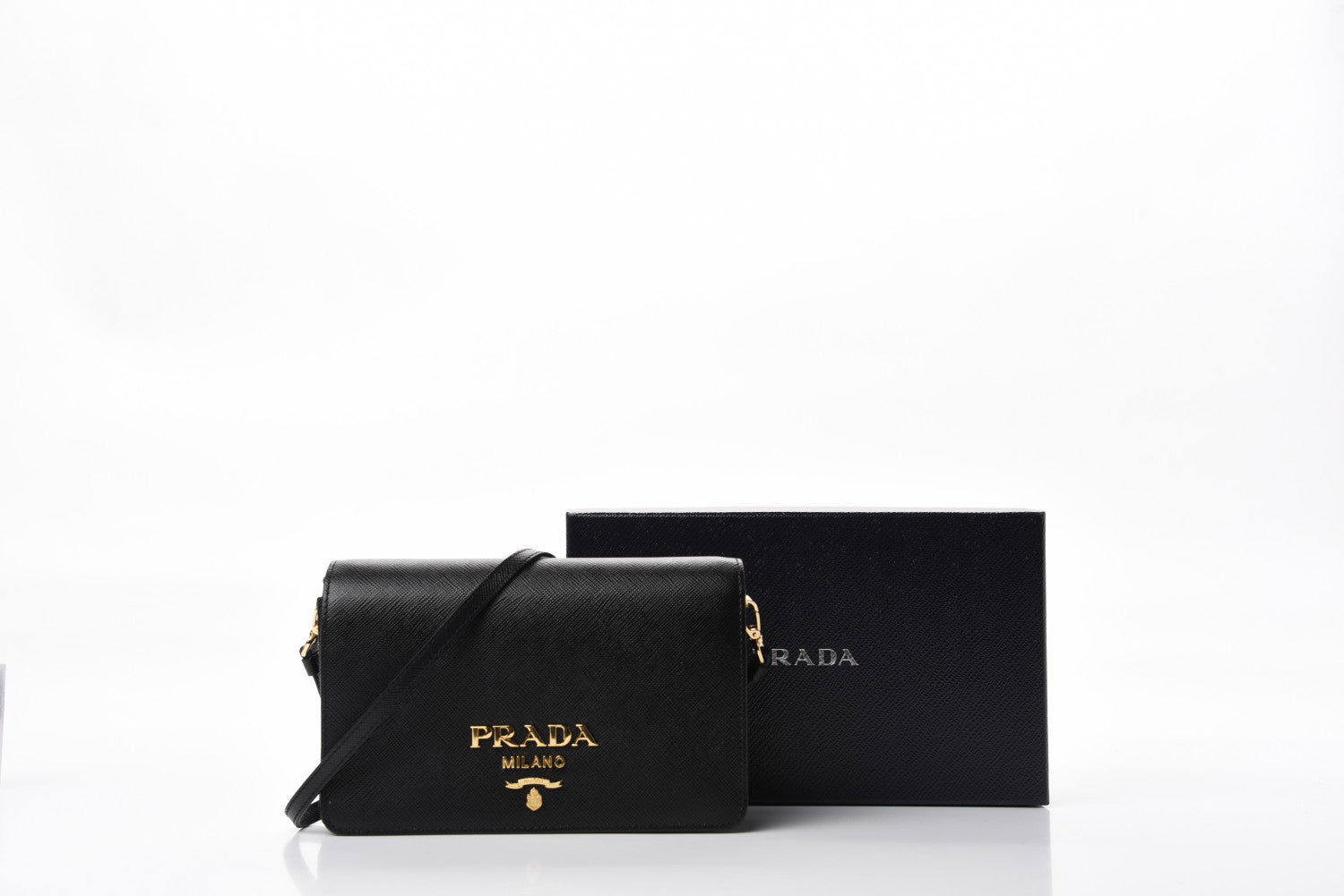 Prada Saffiano Lux Mini Shoulder Bag Black 12 of 14