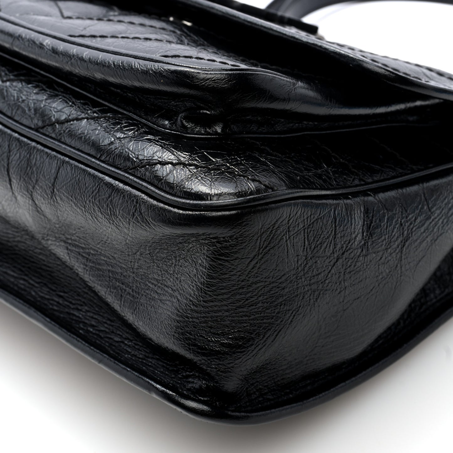 Crinkled Calfskin Matelasse Monogram Medium Niki Chain Satchel Black