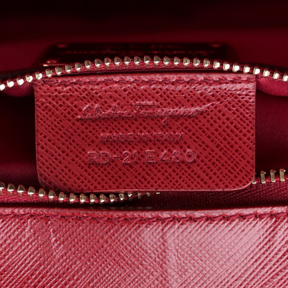 Salvatore Ferragamo Hammered Calfskin Vara Bow Chain Crossbody Red 7 of 11