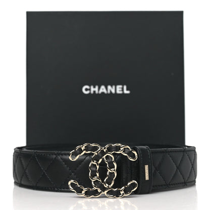 Chanel Calfskin Quilted CC Chain Belt 95 38 Black 5 of 5