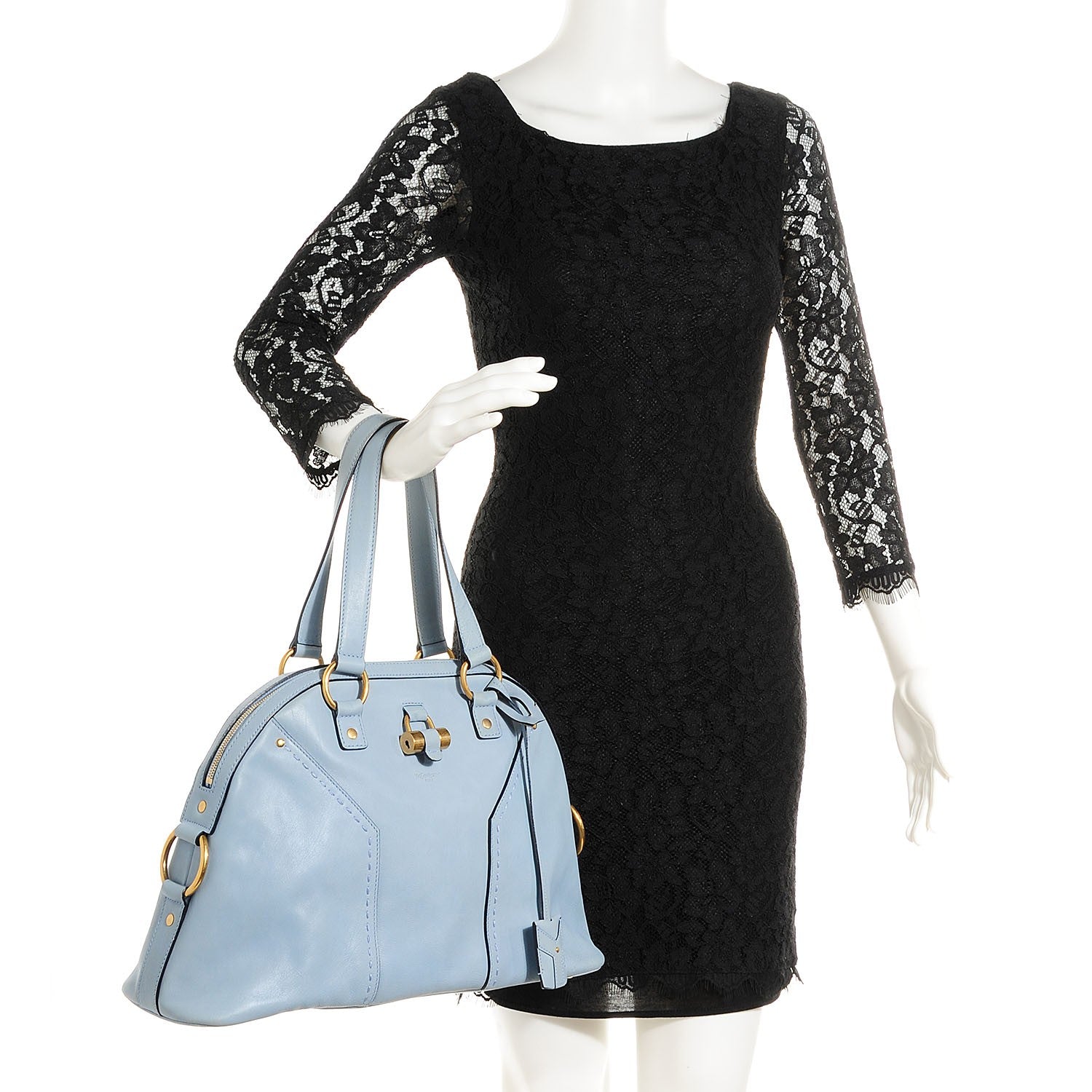 Saint Laurent Calfskin Large Muse Light Blue 2 of 9