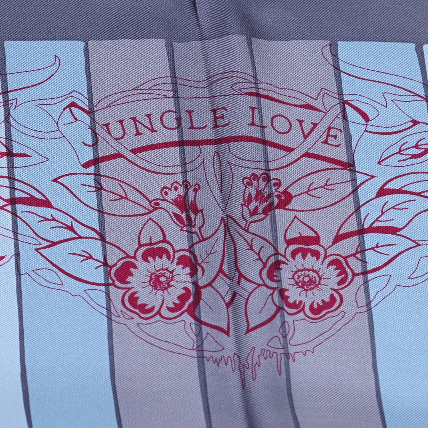 Hermes Silk Jungle Love Rainbow Scarf 90 Bleu Rose Gris 3 of 5