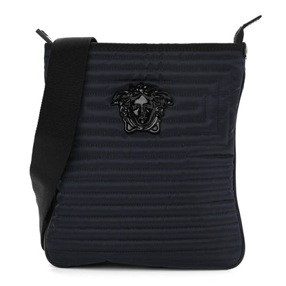 Versace Nylon Quilted Palazzo Medusa Crossbody Bag Navy 1 of 9
