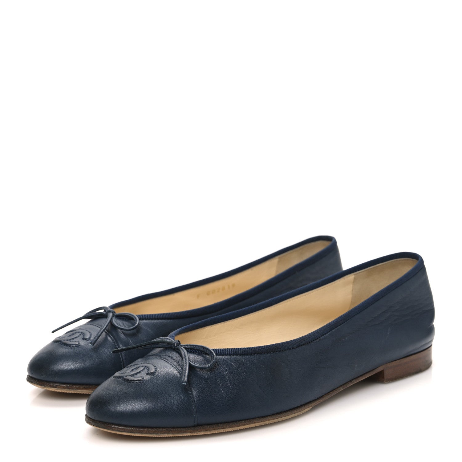 Chanel Lambskin CC Cap Toe Ballerina Flats 39 Blue 4 of 12