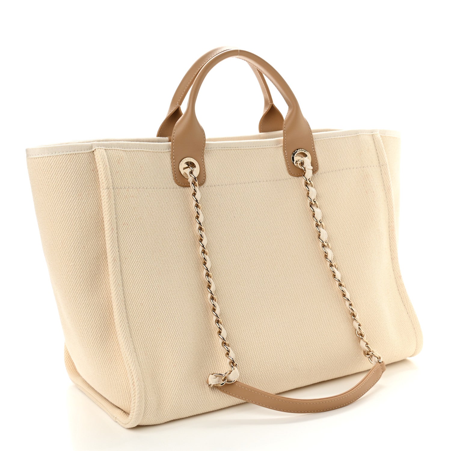 Chanel Canvas Pearl Medium Deauville Tote Ecru Beige 3 of 15