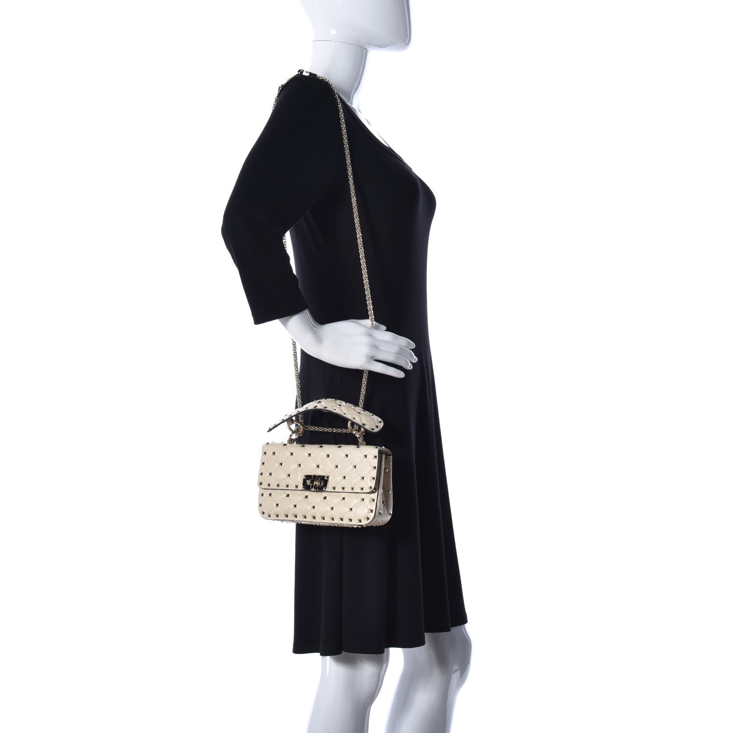 Valentino Garavani Nappa Small Rockstud Spike Shoulder Bag Light Ivory 2 of 10