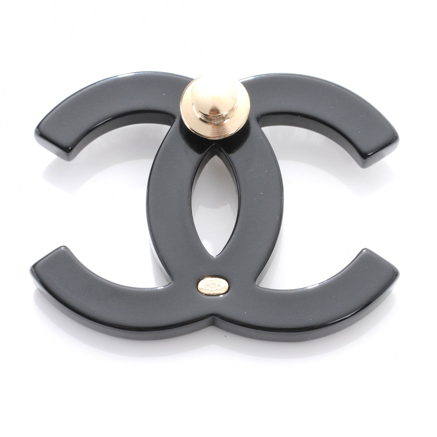 Chanel Resin Crystal Baguette Large CC Pin Brooch Black 3 of 6