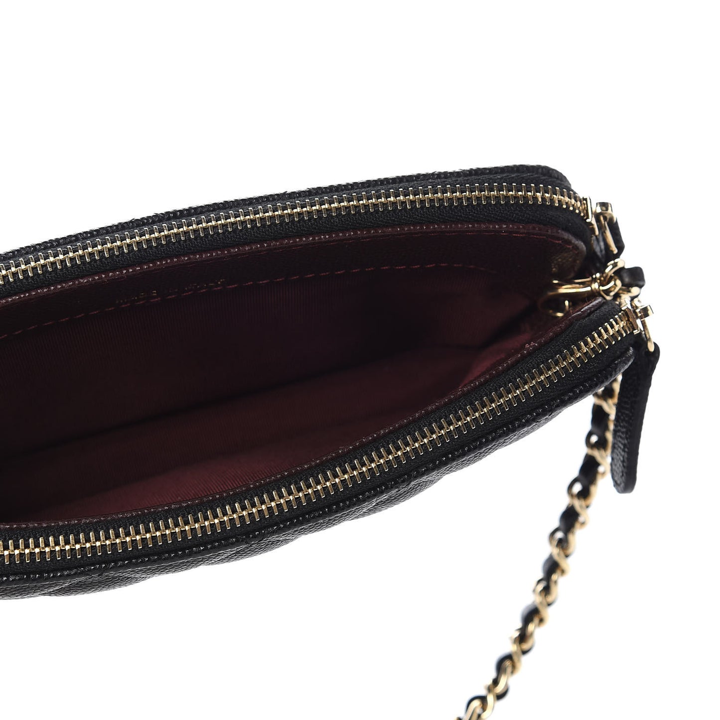 Caviar Quilted Small Clutch With Chain Black