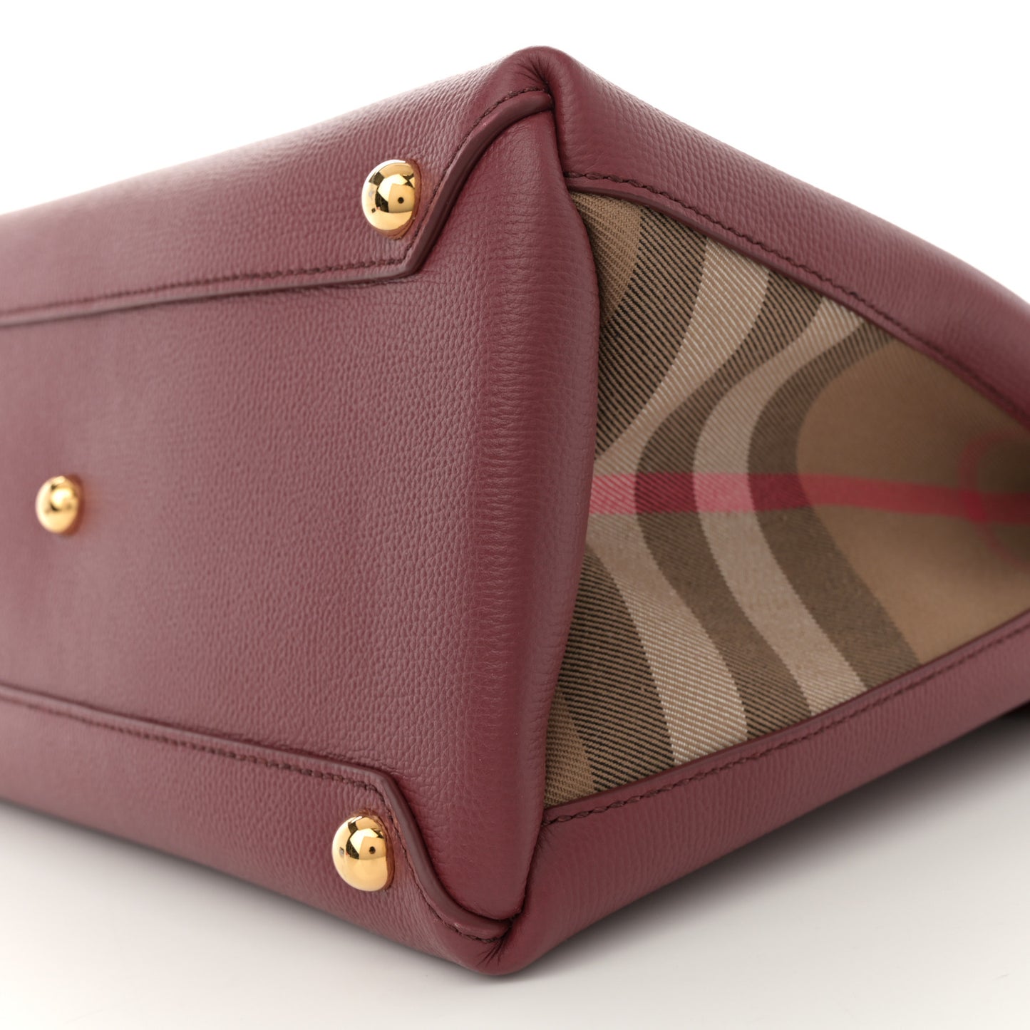 Grainy Calfskin House Check Medium Banner Tote Crimson