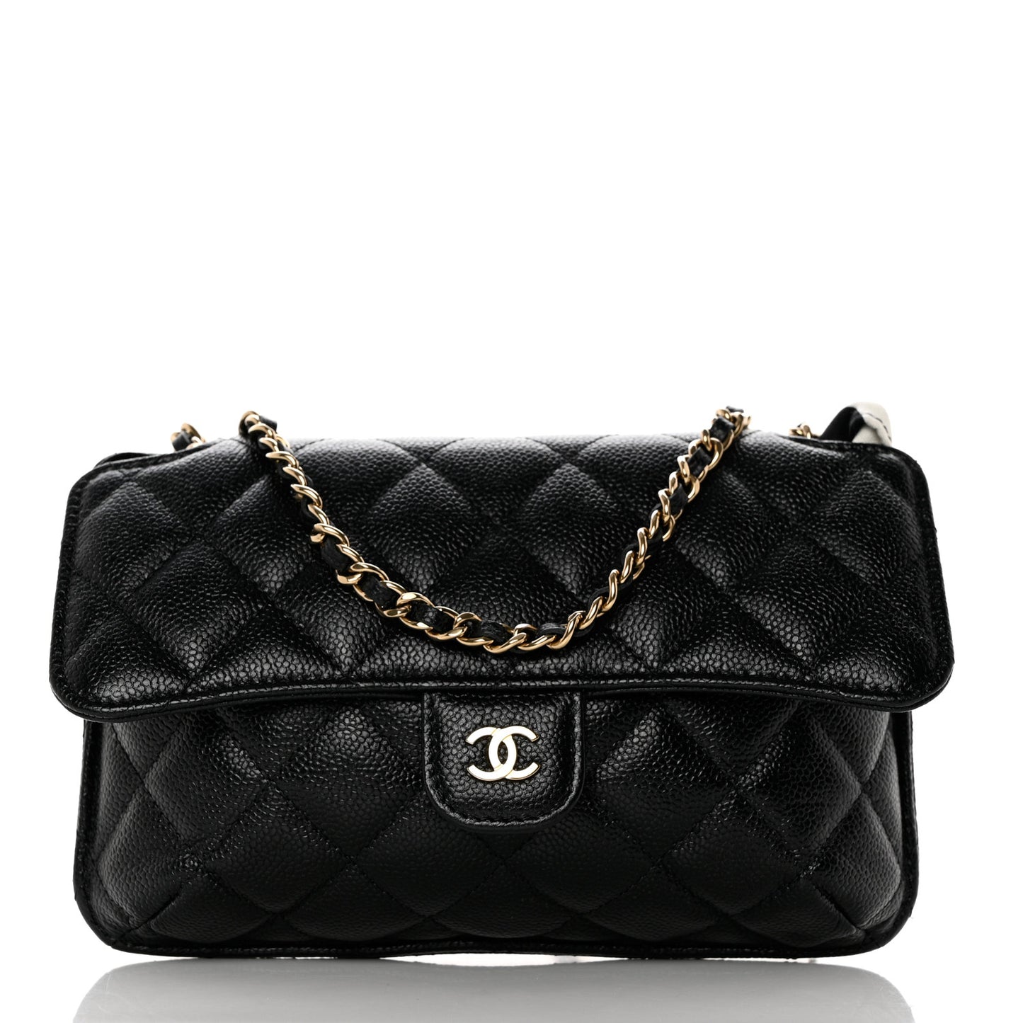 Jersey Fabric Quilted Foldable Tote With Chain Black Multicolor