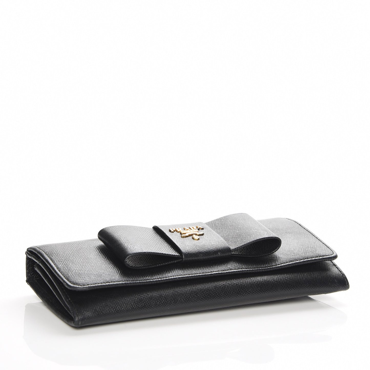 Saffiano Bow Continental Wallet Nero Black