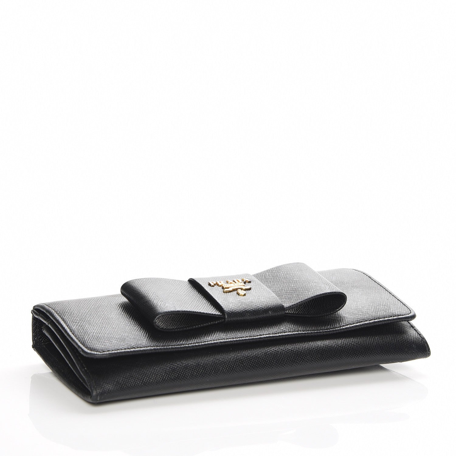 Prada Saffiano Bow Continental Wallet Nero Black 4 of 7