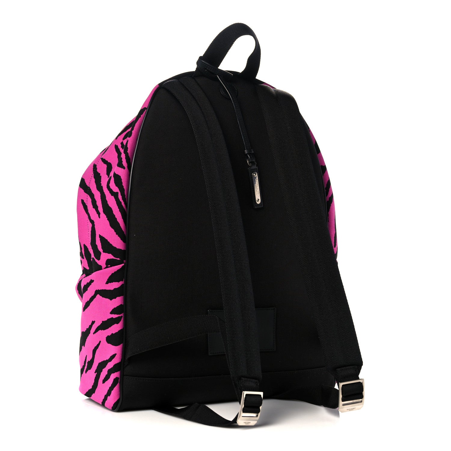 Saint Laurent Canvas Zebra Print City Backpack Pink Black 2 of 11