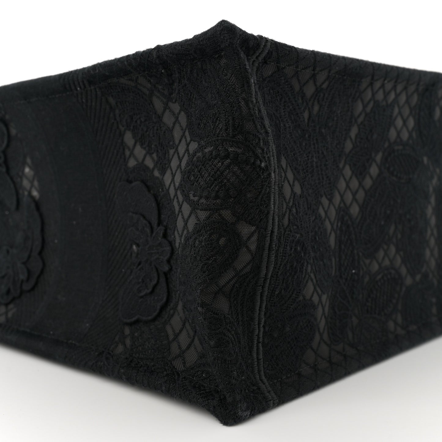 Embroidered 3D Macrame D-Lace Butterfly Medium Book Tote Black Multicolor