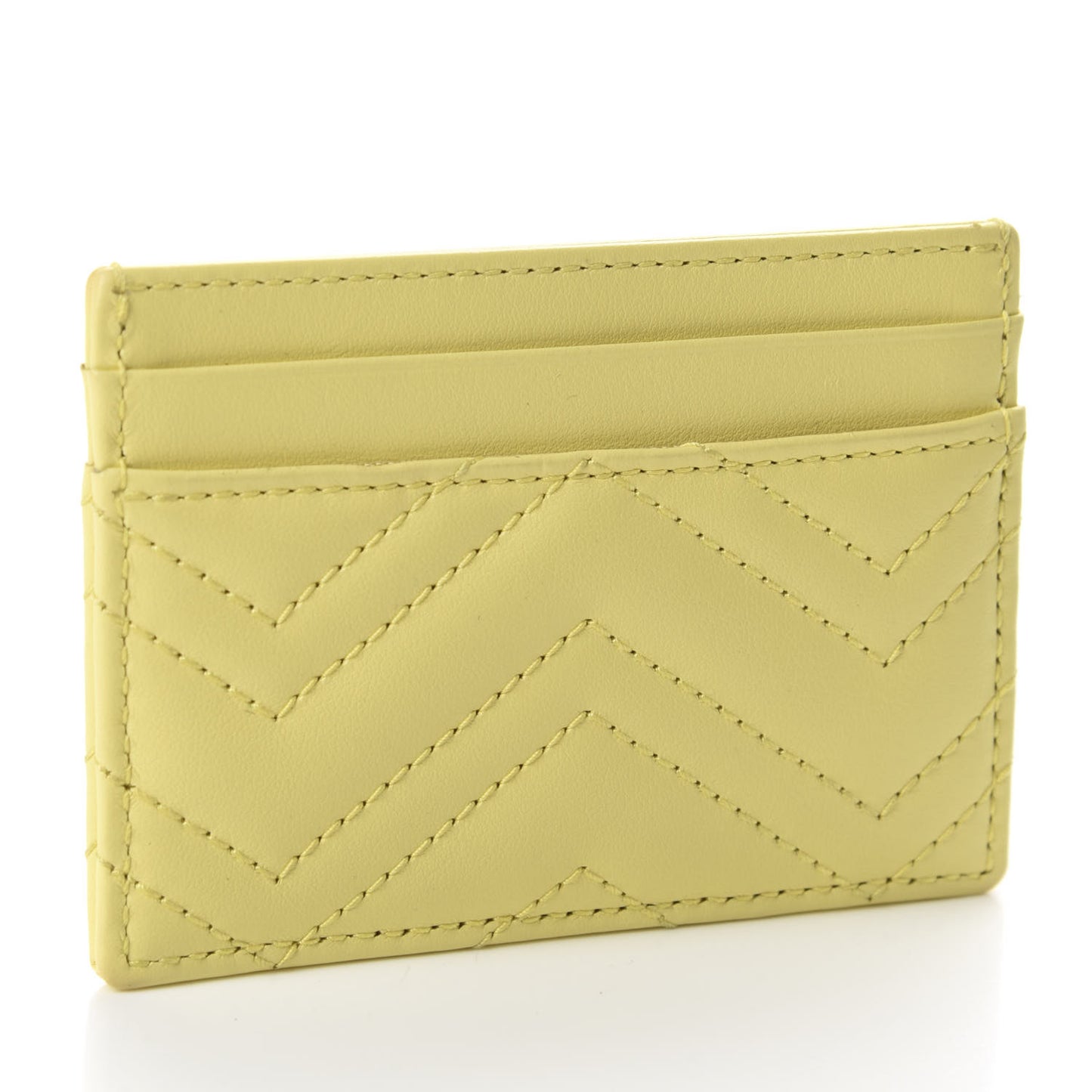 Calfskin Matelasse GG Marmont Card Holder Banana