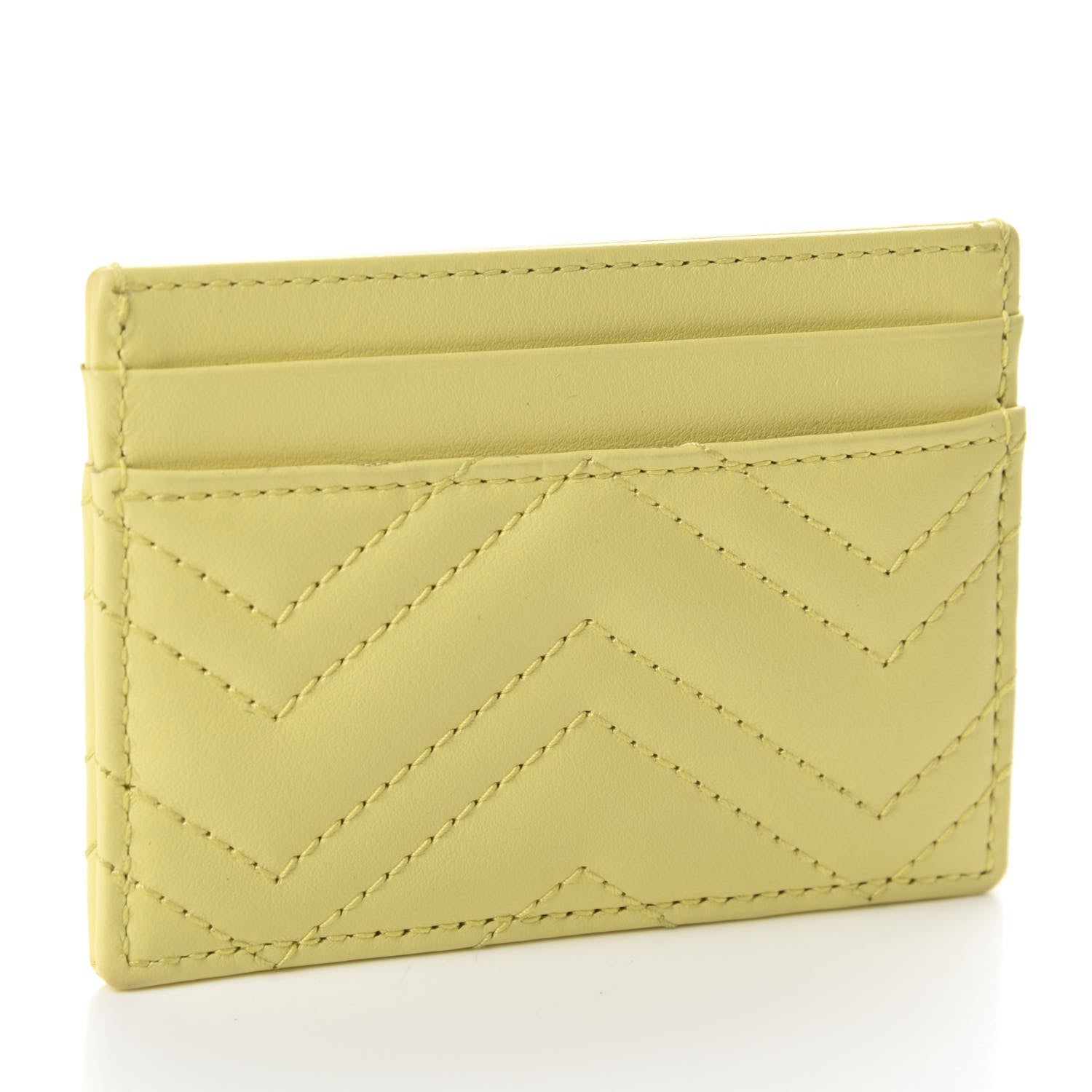 Gucci Calfskin Matelasse GG Marmont Card Holder Banana 3 of 6