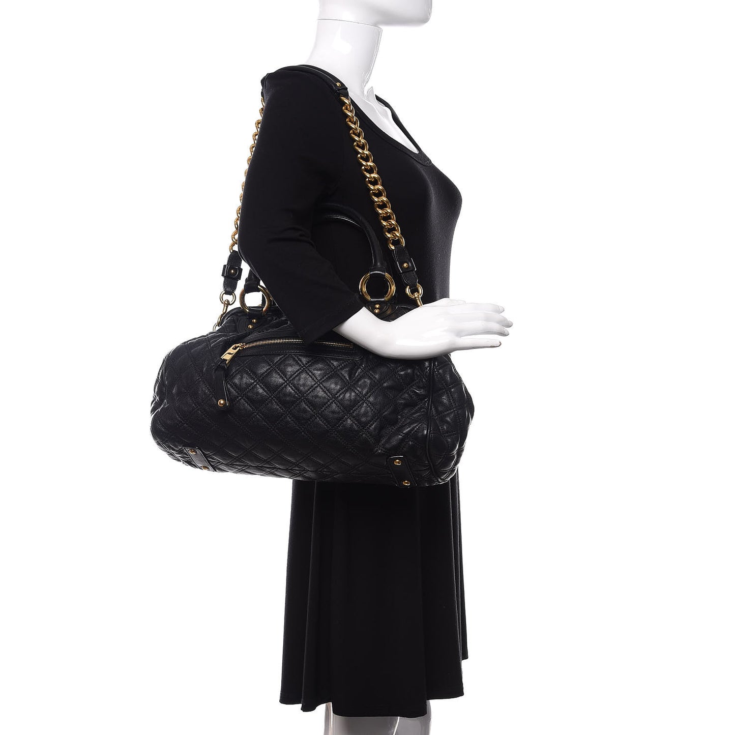 Calfskin Quilted Stam Black