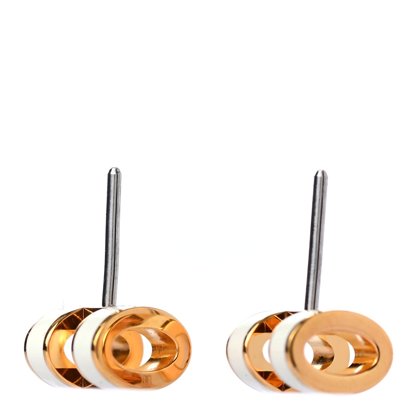 Rose Gold Lacquered Mini Pop H Earrings White