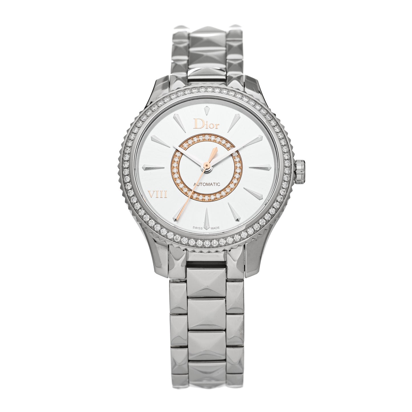 Stainless Steel Diamond Bezel 32mm Dior VIII Montaigne Automatic Watch