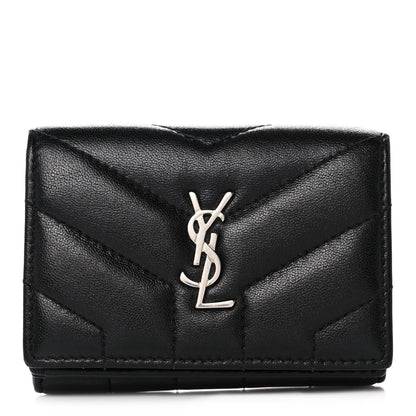 Saint Laurent Lambskin Y Quilted Monogram Loulou Tiny Wallet Black 1 of 12