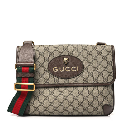 Gucci GG Supreme Monogram Web Neo Vintage Double Flap Messenger Bag Beige New Acero 1 of 10