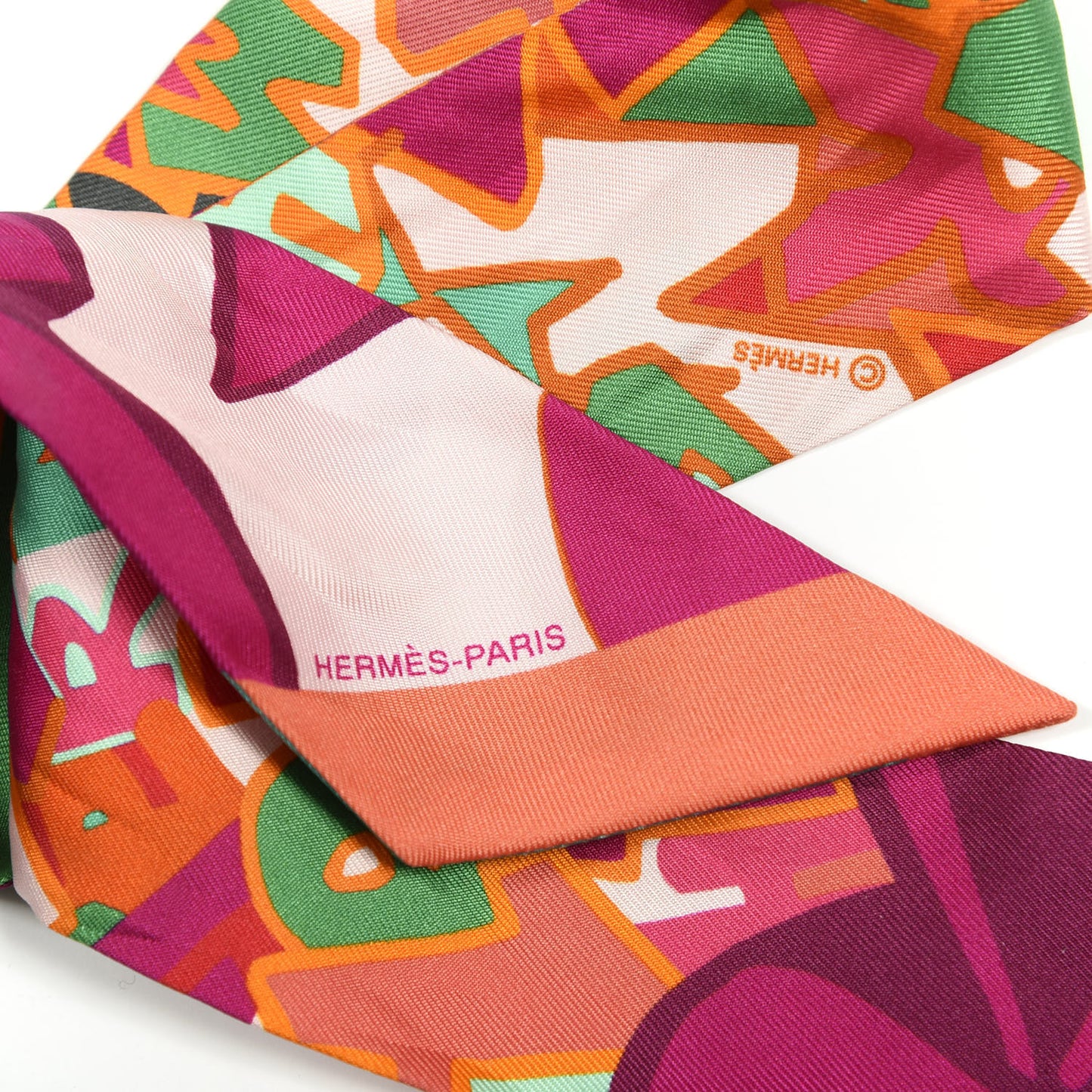 Silk Graff Graffiti Twilly Fuchsia Orange Vert