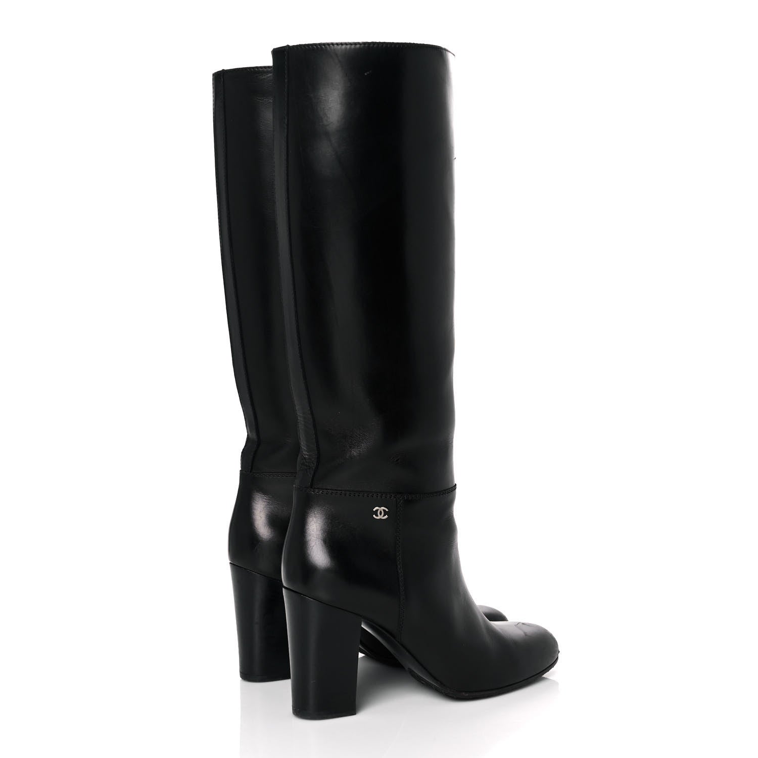 Chanel Calfskin Knee High Boots 39 Black 4 of 7