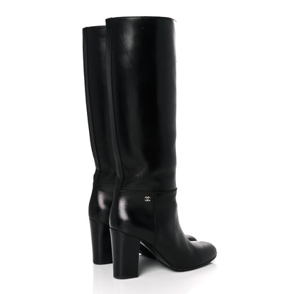 Chanel Calfskin Knee High Boots 39 Black 4 of 7