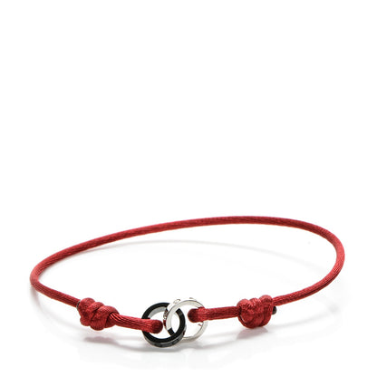 Cartier 18k White Gold Diamond Ceramic Silk Adjustable Two Hoops Love Bracelet Red 1 of 7