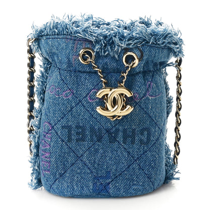 Chanel Denim Quilted Mood Mini Bucket With Chain Blue Multicolor 1 of 11