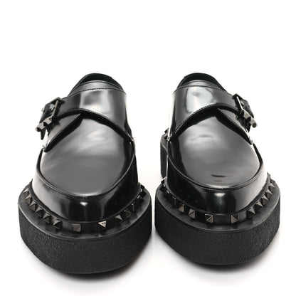 Valentino Garavani Calfskin Rockstud Mens M-Way Single Monk Loafers 42 Black 3 of 10