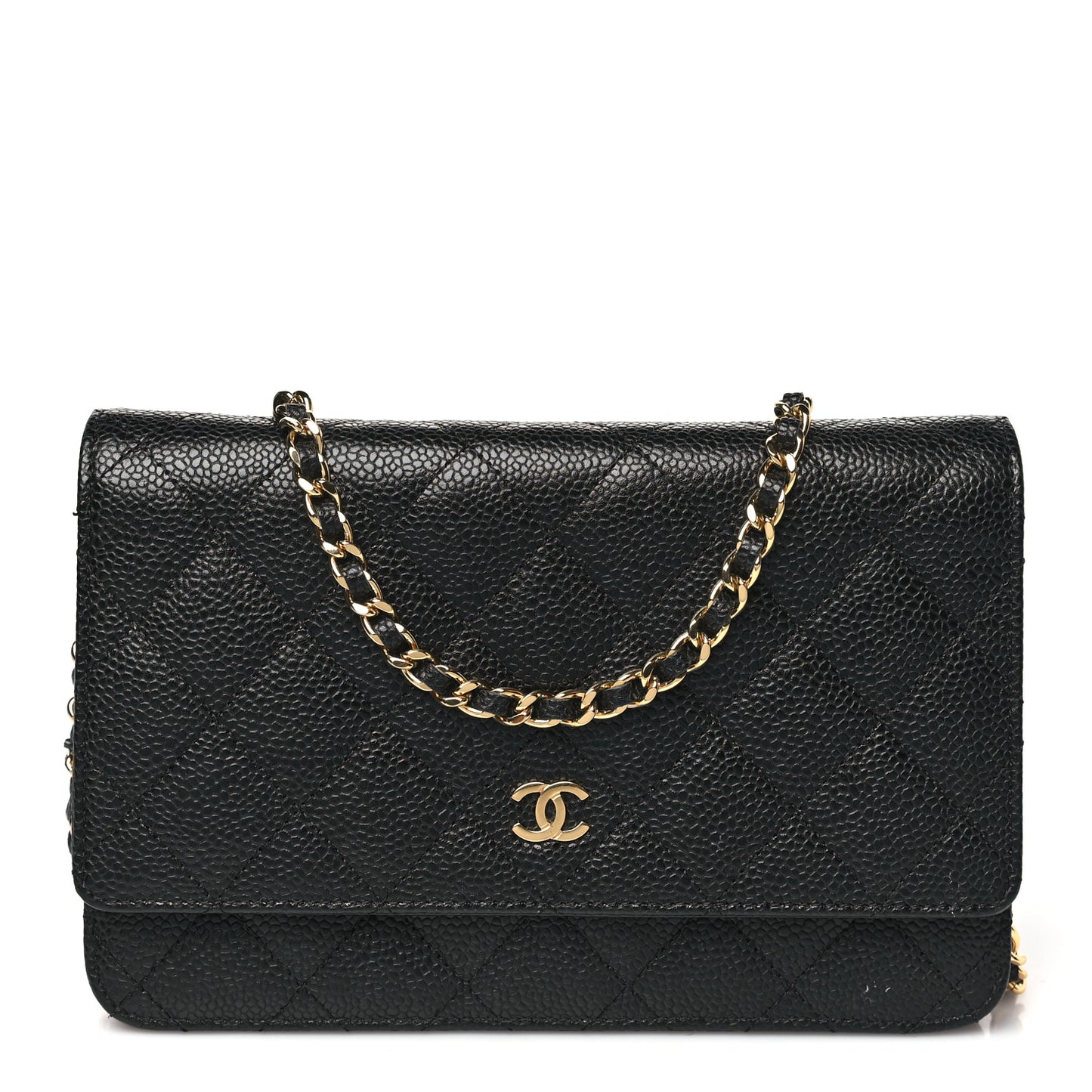 Caviar Quilted Wallet on Chain WOC Black