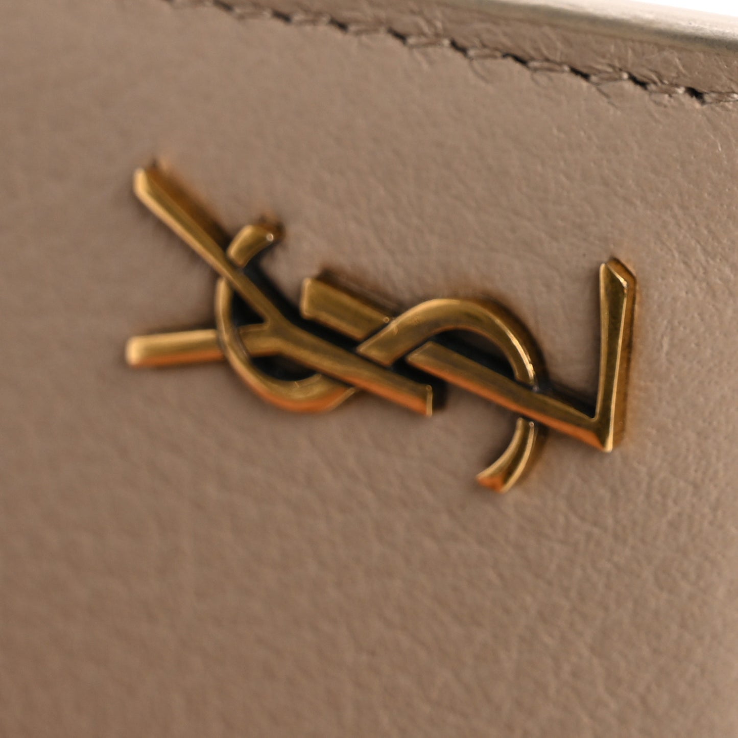 Calfskin Tiny Cassandre Credit Card Case Dark Beige