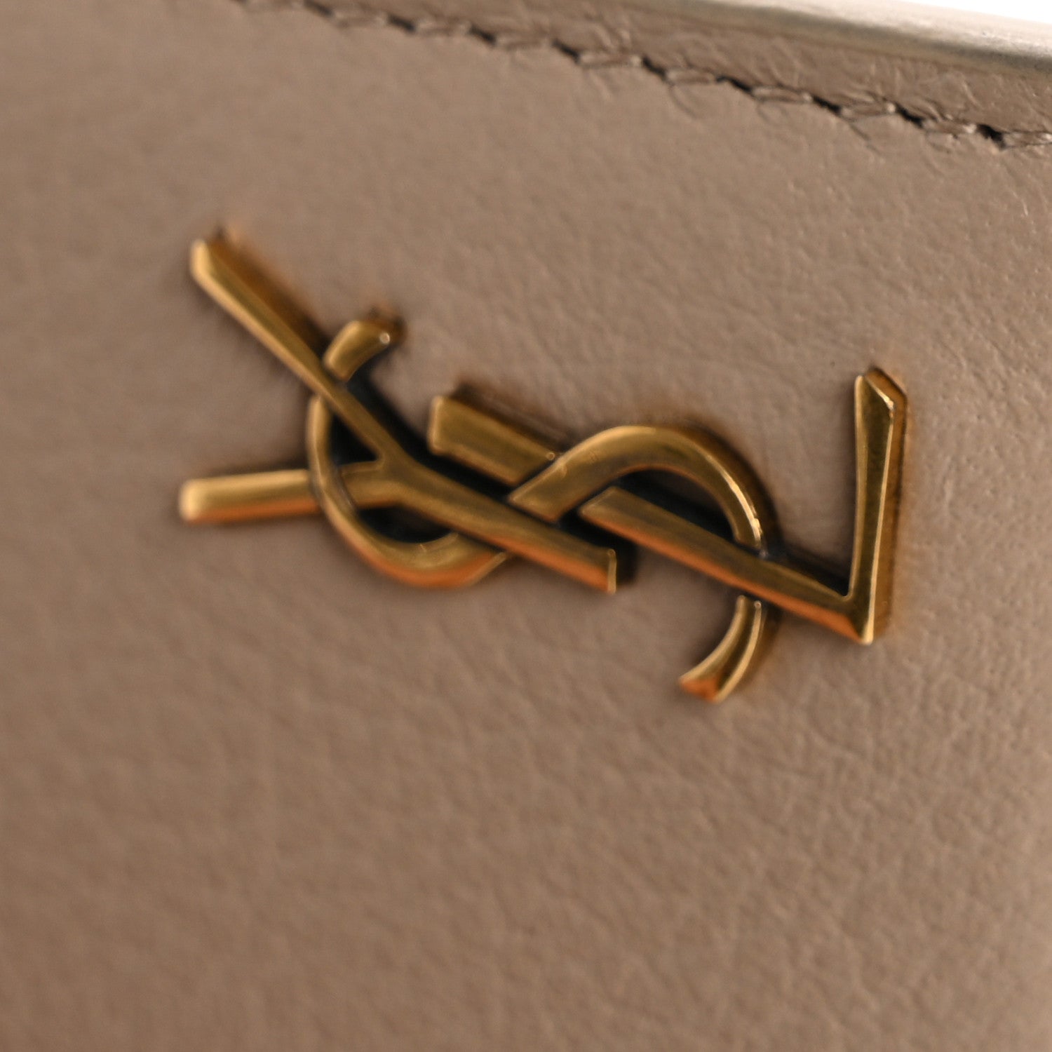Saint Laurent Calfskin Tiny Cassandre Credit Card Case Dark Beige 9 of 12