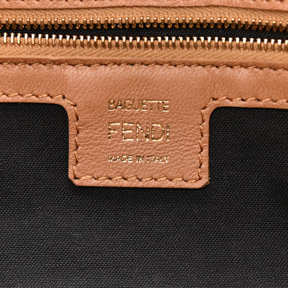 Fendi Nappa FF 1974 Embossed Baguette Miele Scuro 7 of 9